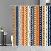 Colorful Mid-century Boho Vertical Blue Fabric Shower Curtain, Retro Stripe Pattern for Home Bathroom Set Decor