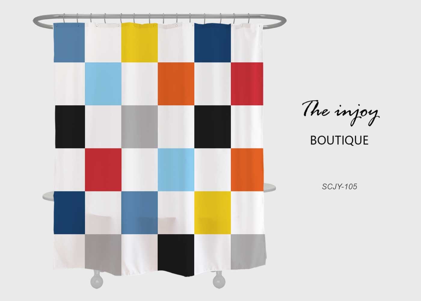 Colorful Mosaic Shower Curtain - Modern Art Waterproof and Washable with Custom Sizes