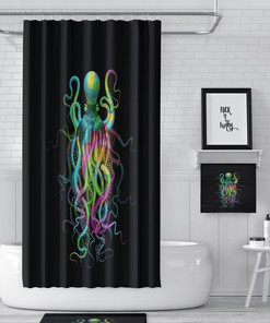 Colorful Octopus Ocean Shower Curtain with Matching Accessories