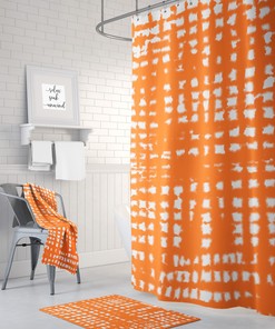 Colorful Orange and White Shower Curtain, Add a Vibrant Touch to Your Bathroom