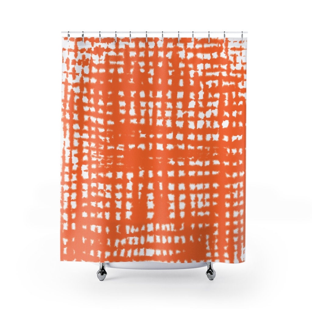 Colorful Orange and White Shower Curtain, Add a Vibrant Touch to Your Bathroom - Image 2