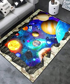 Colorful Outer Space Rug: 3D Optical Illusion Area Rug for a Galactic Home