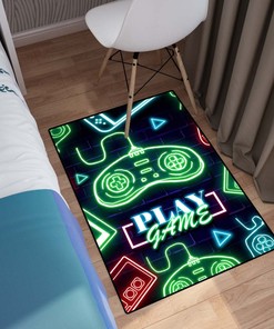 Colorful Painting Floor Rug for Gamepad Gaming in Game Room