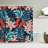 Colorful Palm Leaves Shower Curtain, Tropical Botanical Bathroom Decoration in Blue and Red, Housewarming Gift Idea