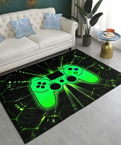 Colorful Pattern Printed Game Room Carpet - Large Non-Slip Gamer Rug, Home Decoration