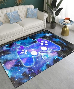 Colorful Printed Game Area Rug - Large Novelty Gamer Carpet Decor
