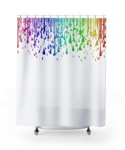 Colorful Rainbow Drops Shower Curtain, Fun and Hippie Boho Bath Curtain, Bathroom Art with Splash of Colors