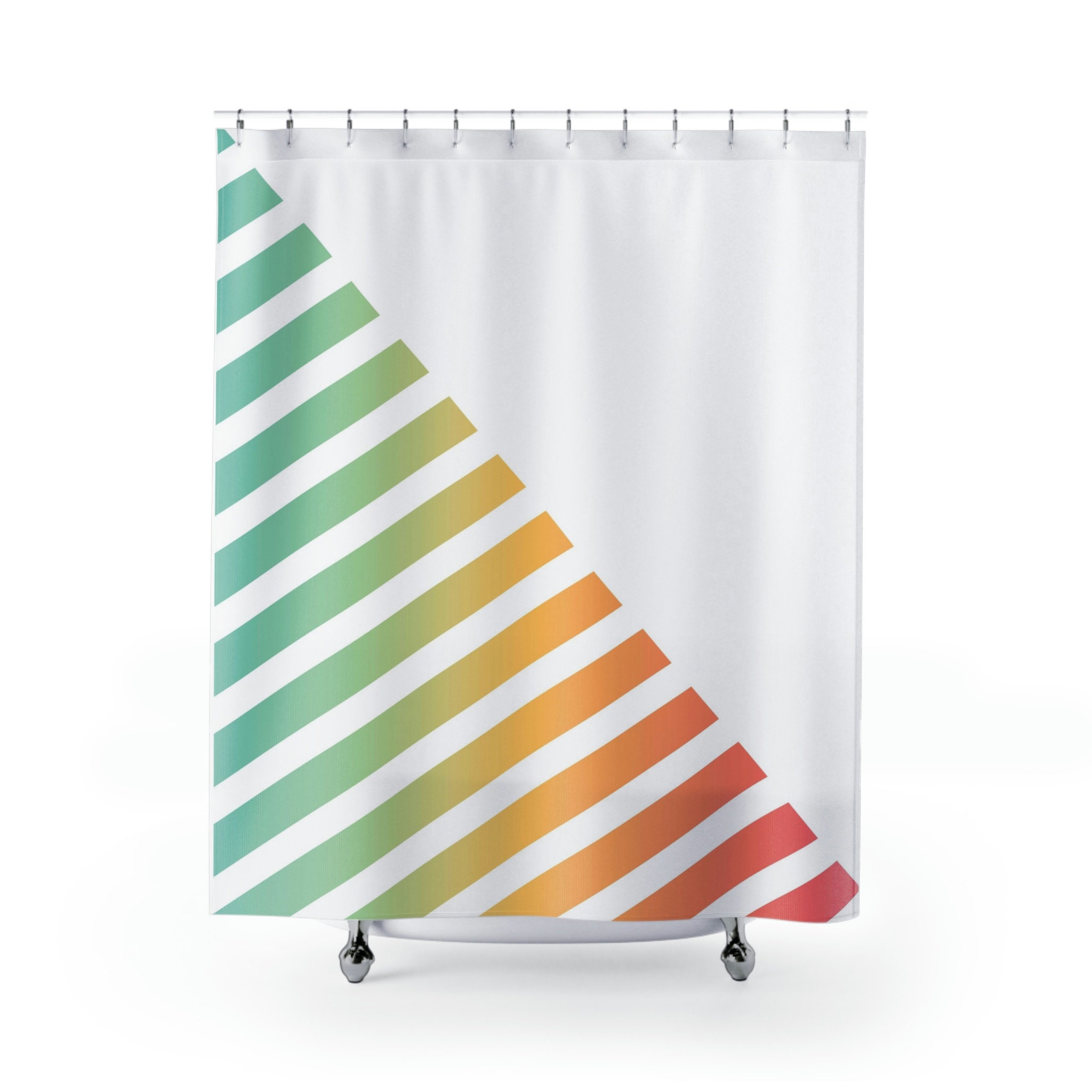 Colorful Retro Abstract Shower Curtain, 70s Theme Bathroom Decor, Unique Bathroom Curtain - Image 2