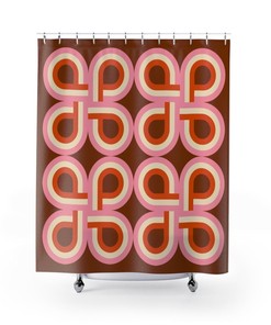 Colorful Retro Shower Curtain, Groovy 60's 70's Hippie Bathroom Accessory, Unique Bathroom Decor