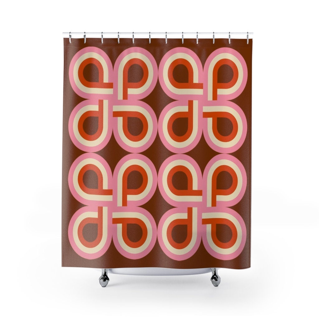 Colorful Retro Shower Curtain, Groovy 60's 70's Hippie Bathroom Accessory, Unique Bathroom Decor
