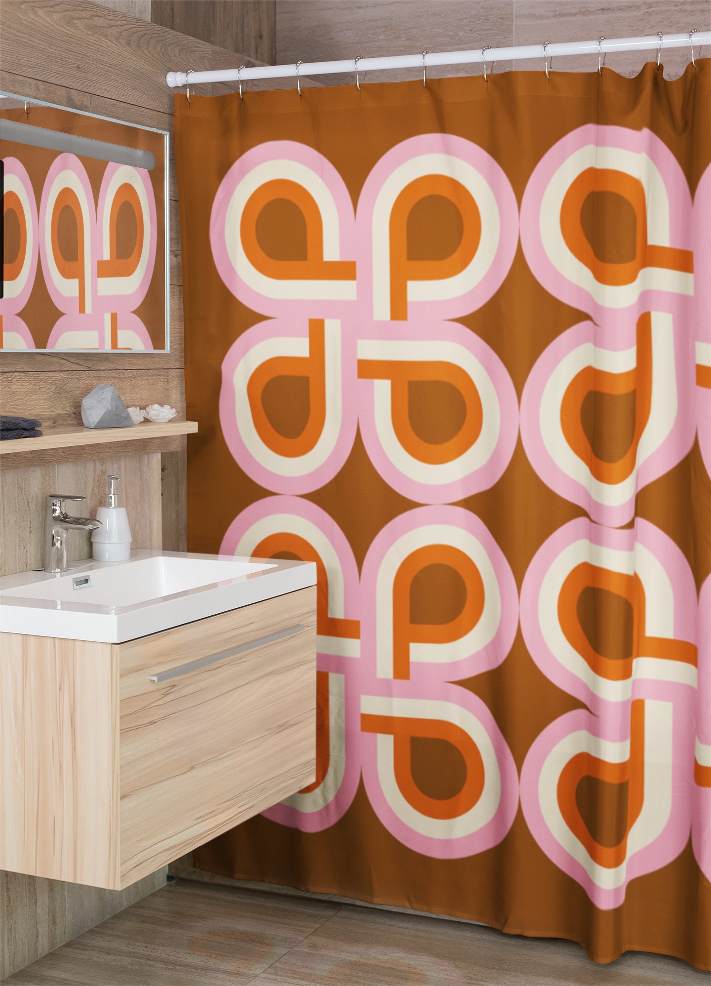 Colorful Retro Shower Curtain, Groovy 60's 70's Hippie Bathroom Accessory, Unique Bathroom Decor - Image 2