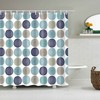 Colorful Round Shower Curtain | Blue Gray Navy Circle Line | Modern Bathroom Decor | Unique Shower Curtains