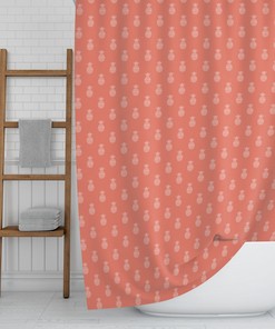 Colorful Shower Curtain with Coral Peach Pink Pineapples - Tropical Whimsical Decor