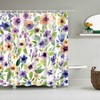Colorful Spring Shower Curtain | Cute Purple Blue Floral Pattern | Fabric Bathroom Curtain Housewarming Gift