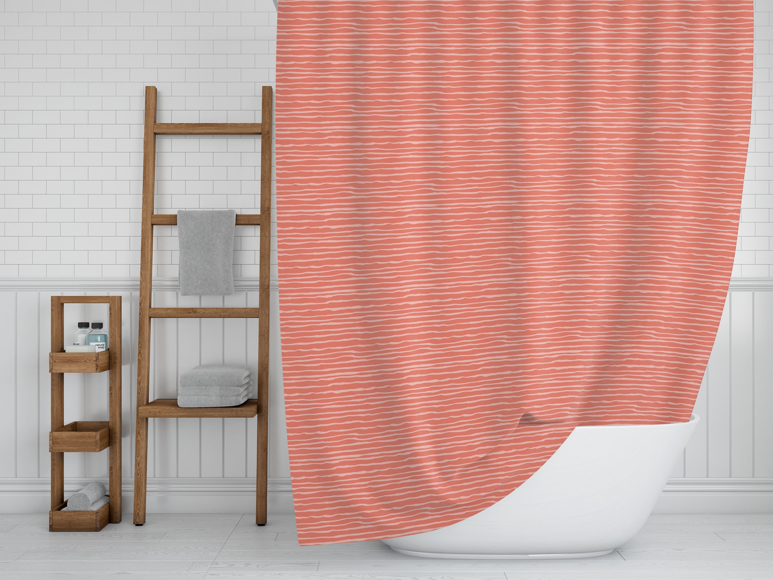 Colorful Stripes Shower Curtain with Unique Print for a Beach House Bathroom Decor