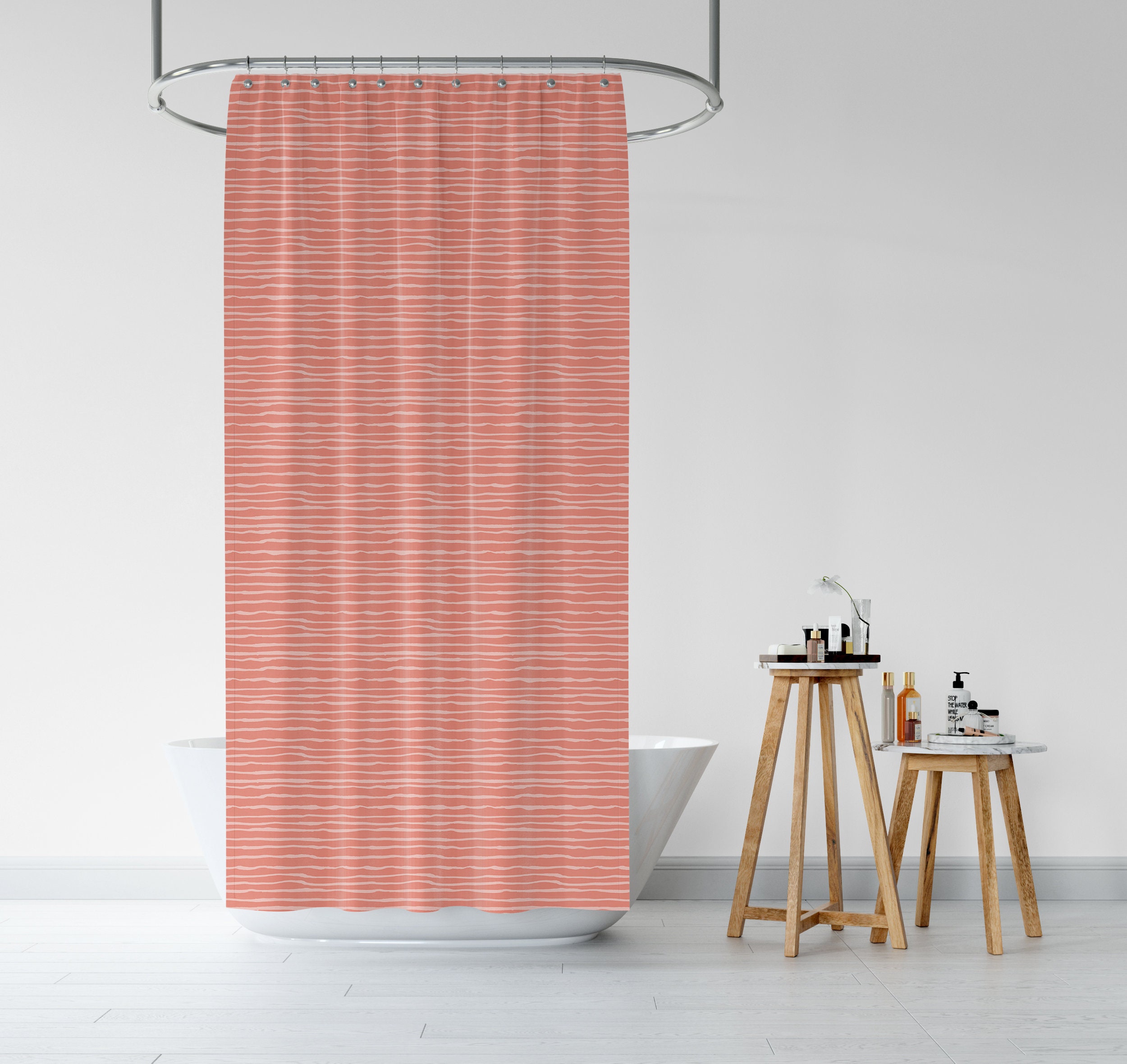 Colorful Stripes Shower Curtain with Unique Print for a Beach House Bathroom Decor - Image 3