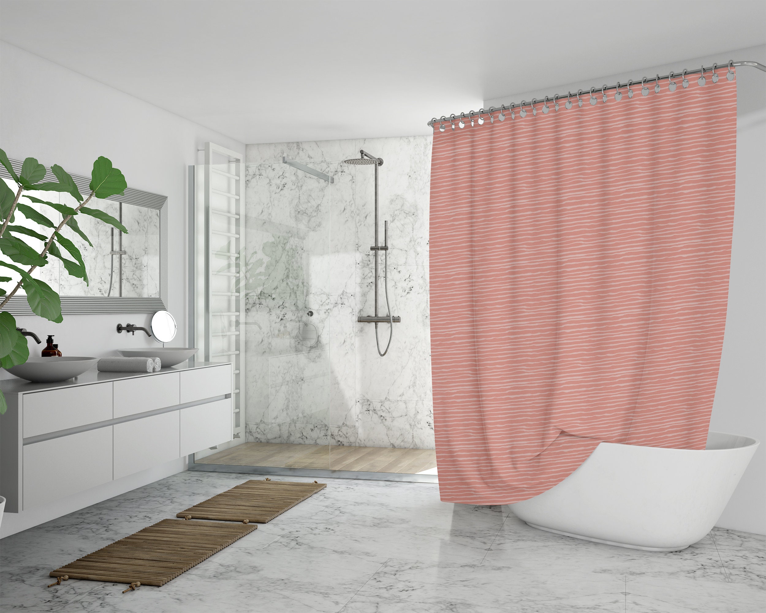 Colorful Stripes Shower Curtain with Unique Print for a Beach House Bathroom Decor - Image 4