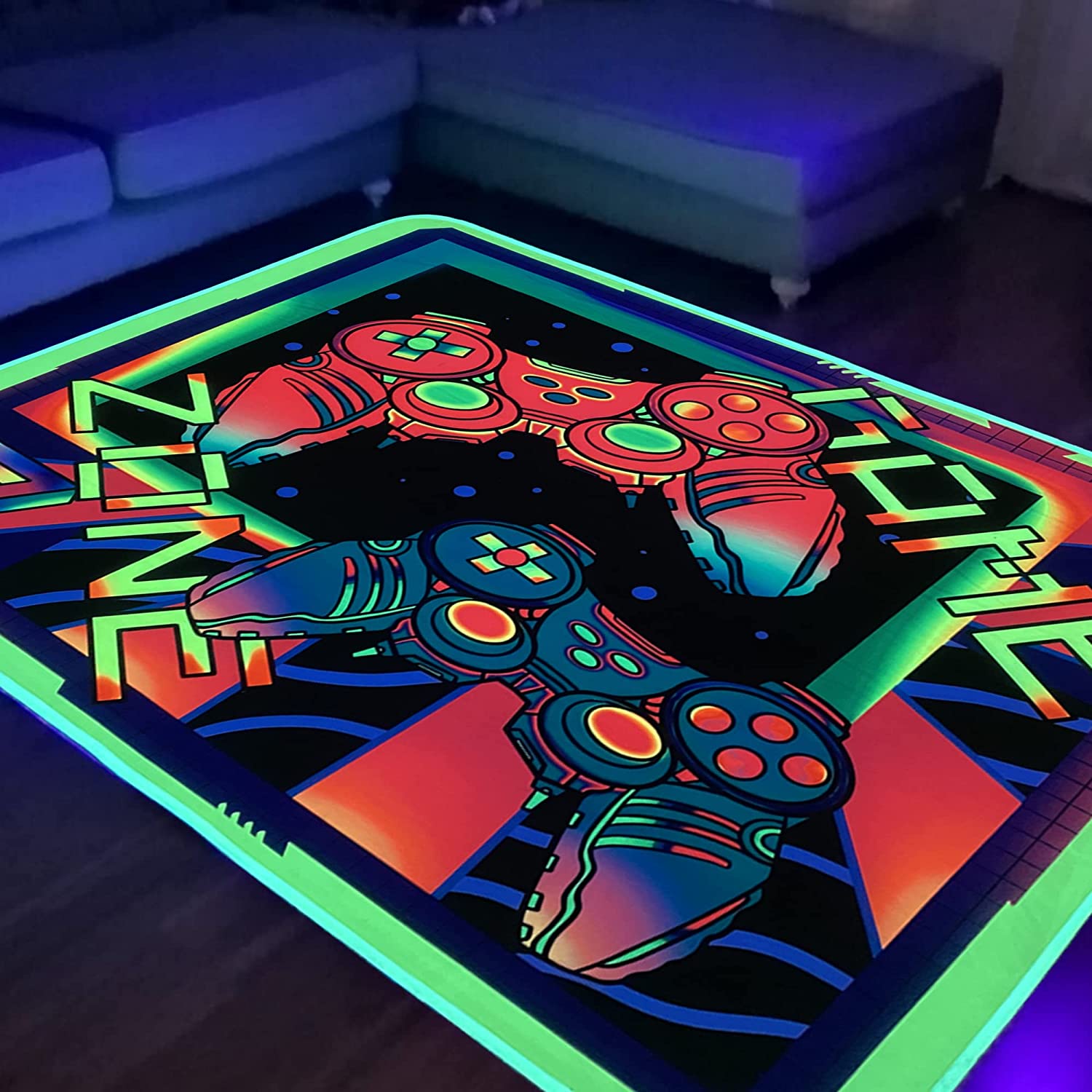 Colorful Tie Dye Yoga Mat for 3D - Game Console Print Carpet: Large Game Area Rugs for Boys - Image 2