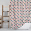 Colorful Tropical Bath Curtain, Coral Pink Polka Dots Turquoise Palm Leaves Print, Cool Bath Decor Gift