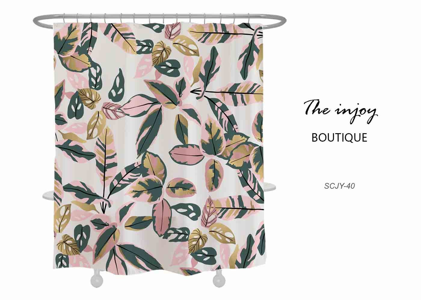 Colorful Tropical Leaves Shower Curtain, Perfect Waterproof Bathroom Accessory with Matching Hooks