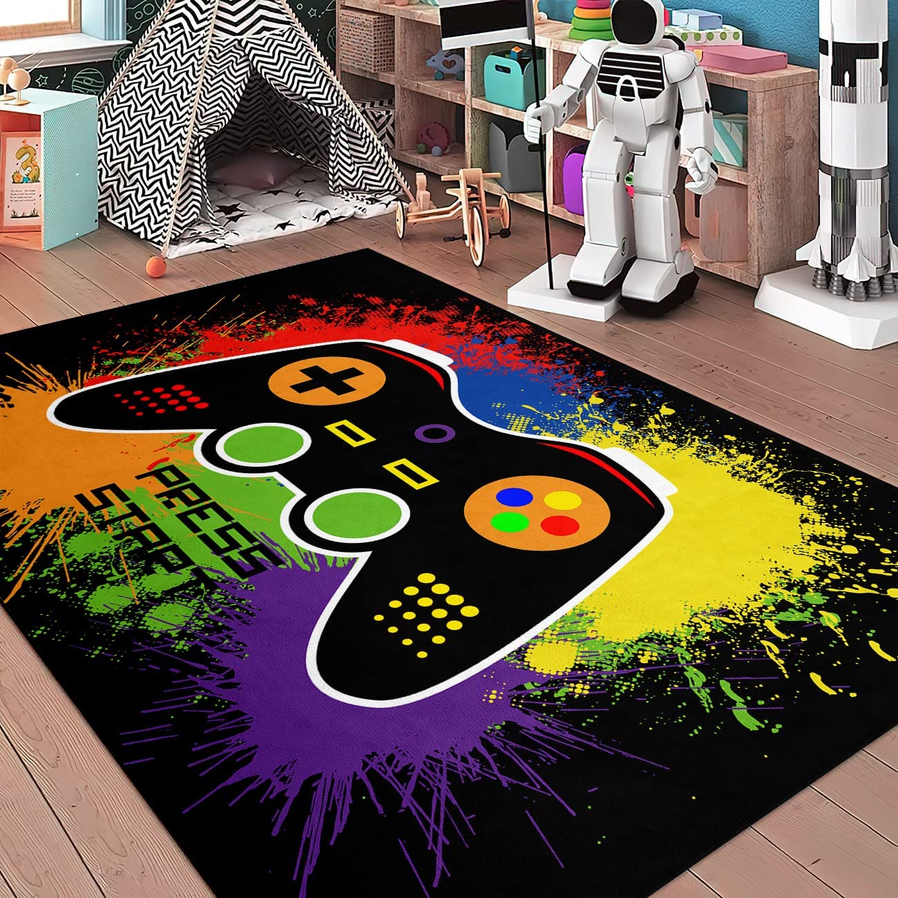 Colorful Video Game Controller Gamepad 3D Printed T-Shirt, Hoodie, Sweatshirt: Gaming Area Rug for Teen Boys - Image 4