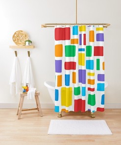 Colorful and Tropical Boho Shower Curtain - Featuring Eco-Friendly Material and Unique Abstract Design - Includes Hooks!