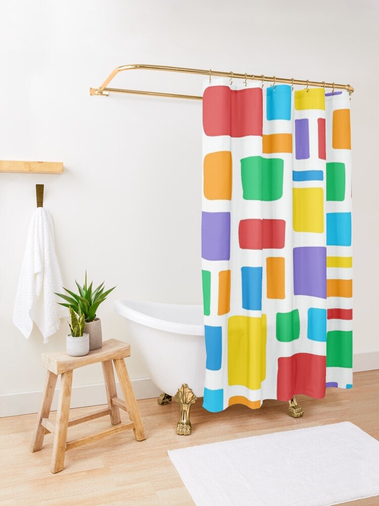 Colorful and Tropical Boho Shower Curtain - Featuring Eco-Friendly Material and Unique Abstract Design - Includes Hooks! - Image 3