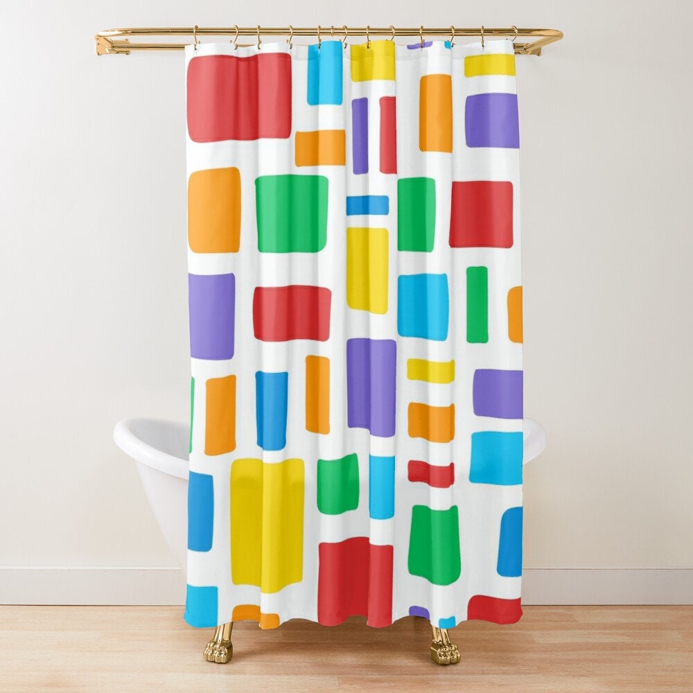 Colorful and Tropical Boho Shower Curtain - Featuring Eco-Friendly Material and Unique Abstract Design - Includes Hooks! - Image 4