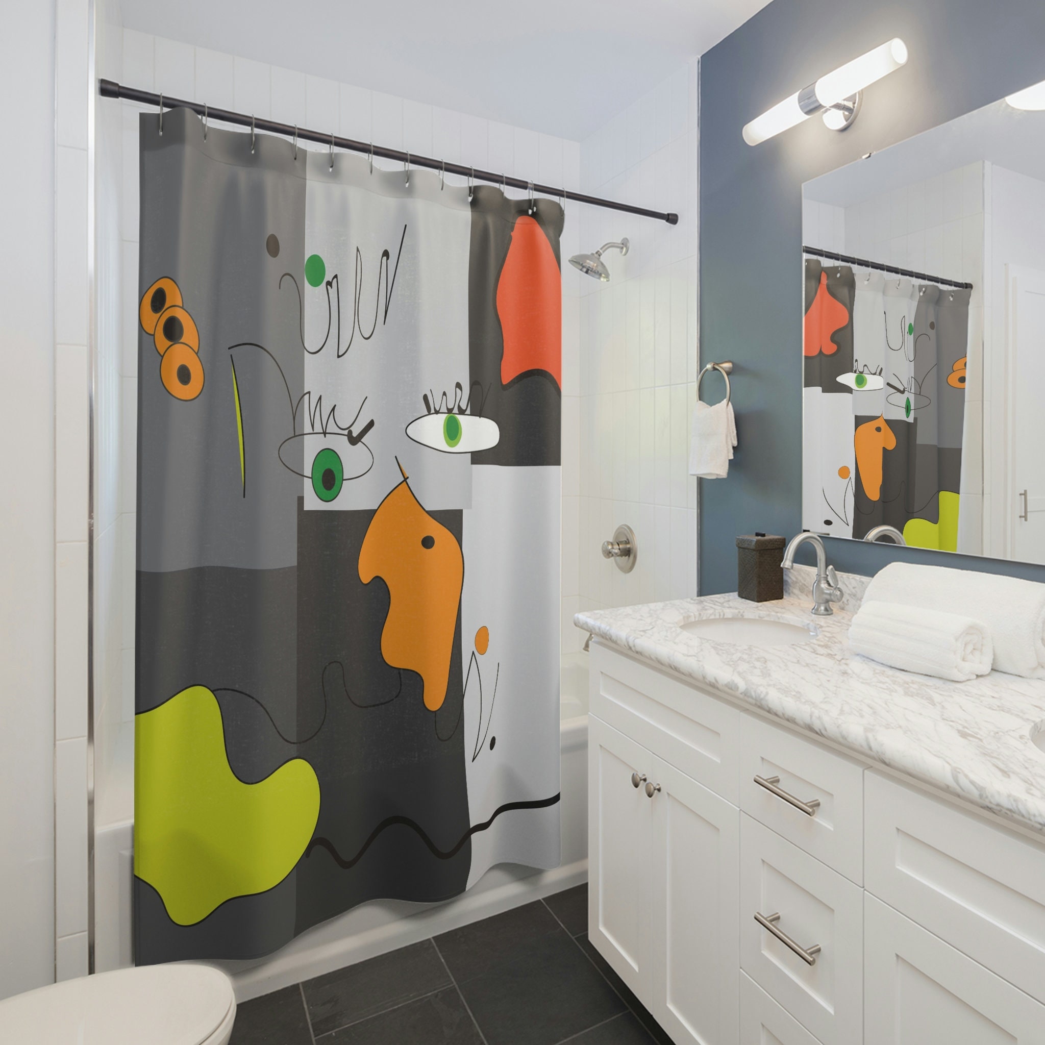 Colorful and Unique Artistic Shower Curtain for Fun and Creative Bathroom Decor - Image 2