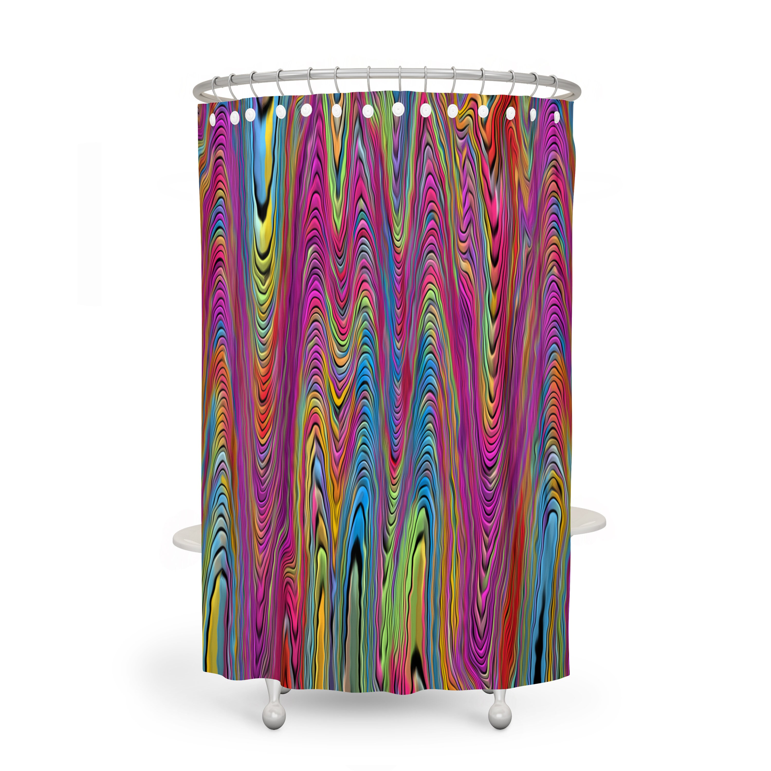 Colourful Swirl Hippie Shower Curtain Set with Bohemian Bath Decor - Image 2