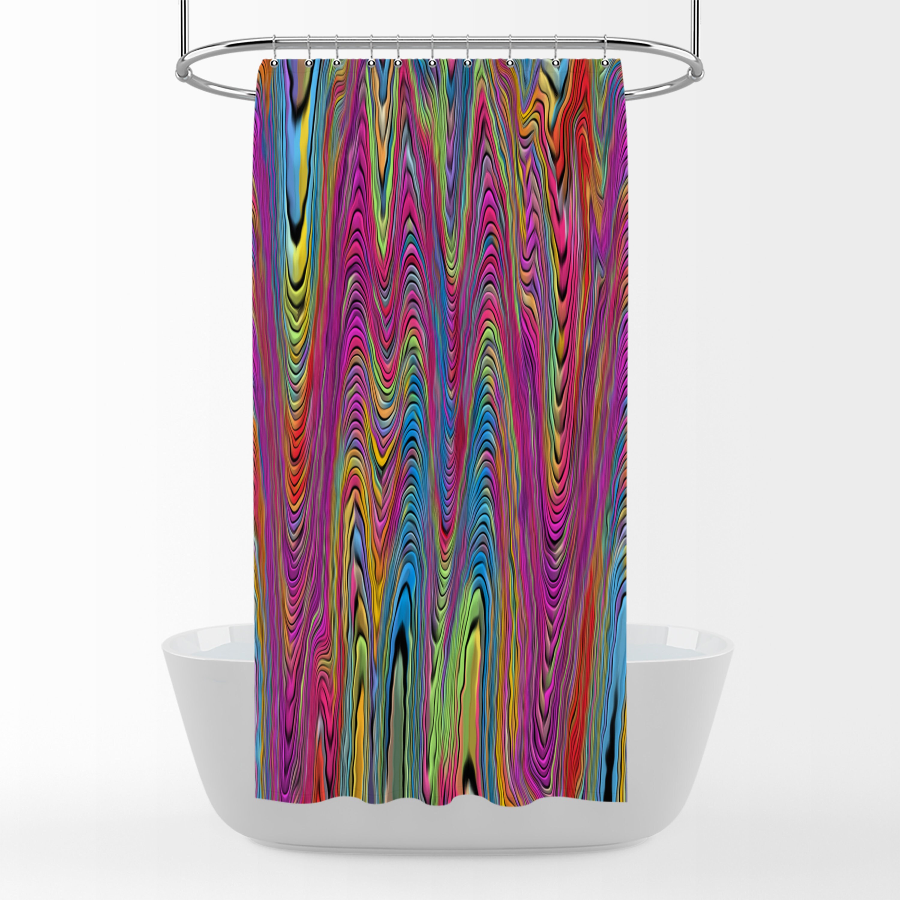 Colourful Swirl Hippie Shower Curtain Set with Bohemian Bath Decor - Image 3