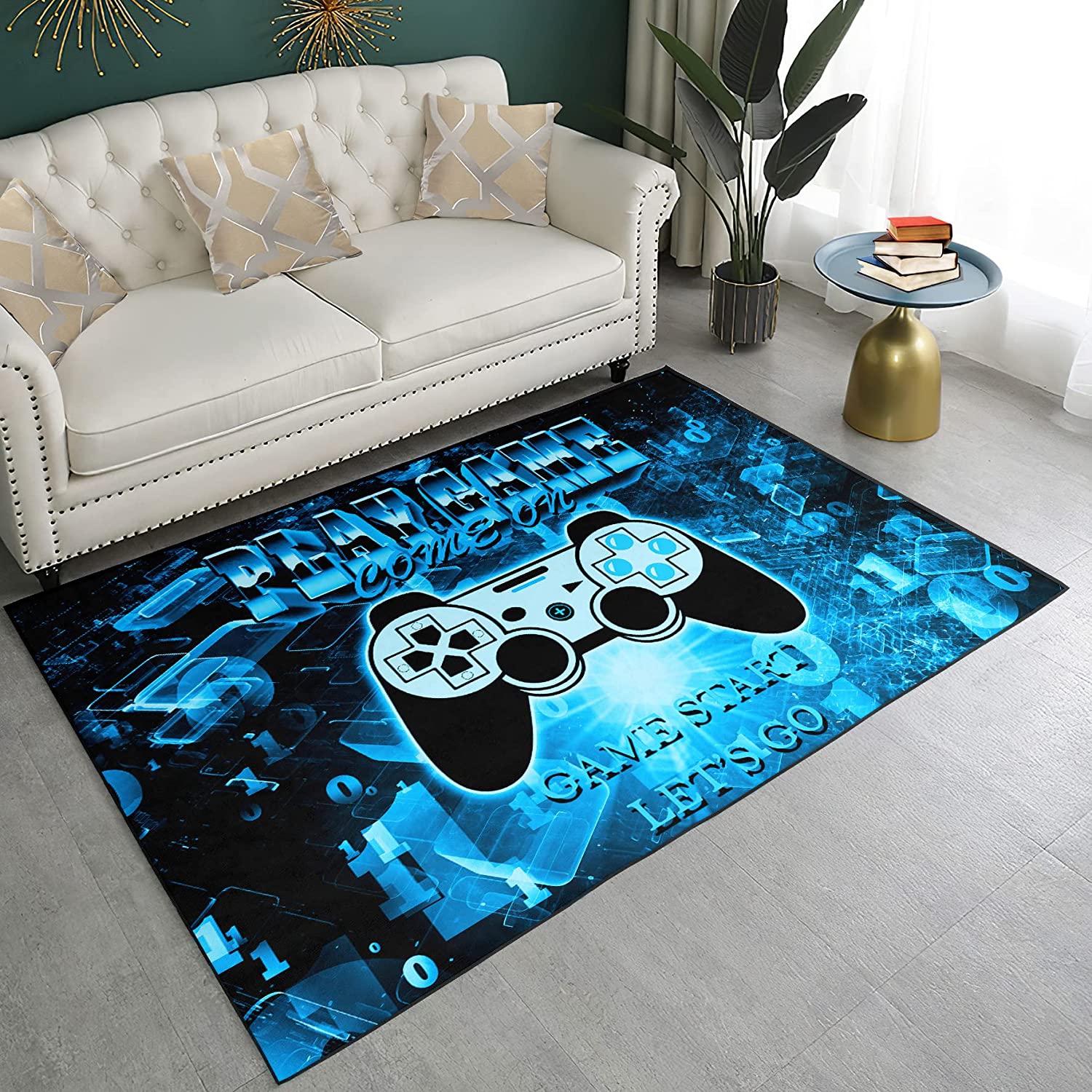 Comfy Video Game Style Room Rug with Controller Standing Yoga Mat for Game Room Themed Gamer Rugs