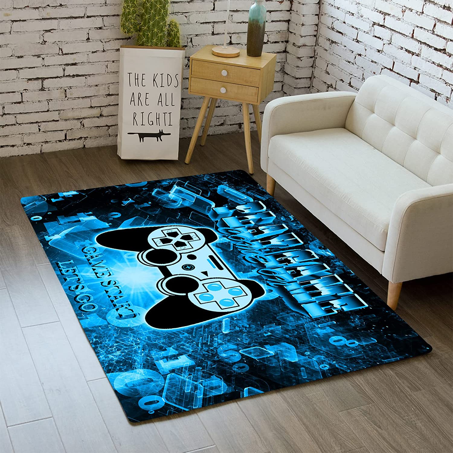 Comfy Video Game Style Room Rug with Controller Standing Yoga Mat for Game Room Themed Gamer Rugs - Image 2