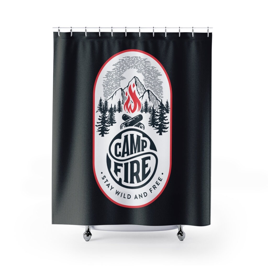 Connect with nature while camping with this RV Camper Trailer Camping Cabin Shower Curtain