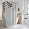 Contemporary Abstract Art Shower Curtain or Mat, Neutral Warm Earth Tones with Lakehouse Leaves Tropical Design