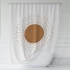 Contemporary Beige & Copper Sun Shower Curtain, Abstract Modern Bath Print, Boho Bathroom Decor
