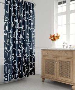 Contemporary Duschvorhang, Boho Badevorhang, ZeitgenÃ¶ssischer Gesichtsdesign, Haus ErwÃ¤rmung