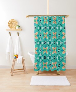 Contemporary Earth Tones Minimalist Shower Curtain in Abstract Art Design - Eco-Friendly, Waterproof and Includes Hooks