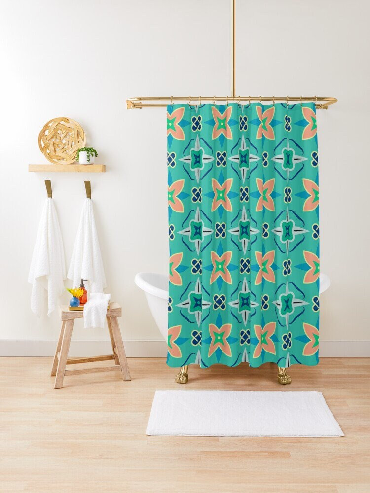 Contemporary Earth Tones Minimalist Shower Curtain in Abstract Art Design - Eco-Friendly, Waterproof and Includes Hooks