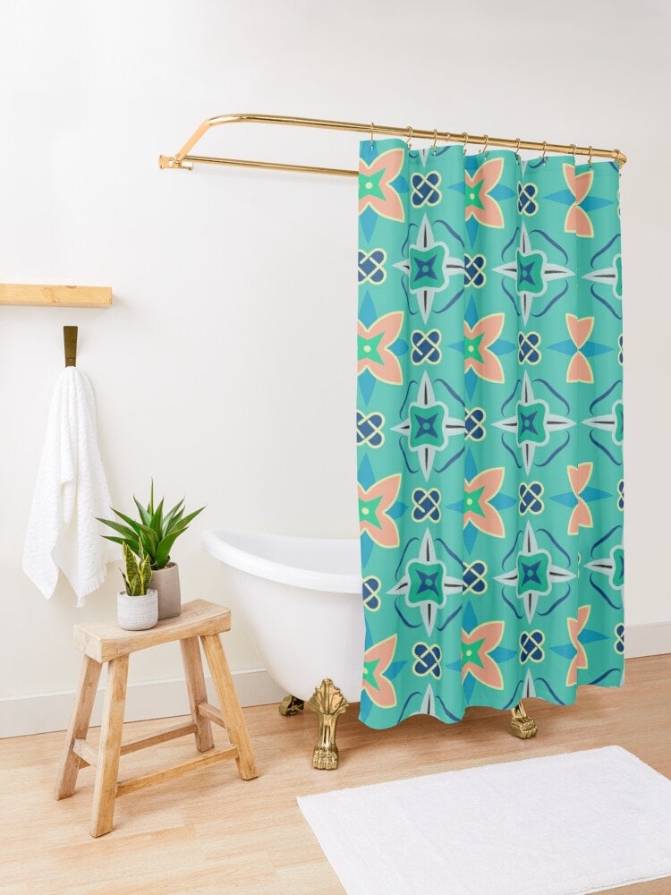 Contemporary Earth Tones Minimalist Shower Curtain in Abstract Art Design - Eco-Friendly, Waterproof and Includes Hooks - Image 2