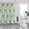 Contemporary Green Modern Abstract Shower Curtain with Optional Matching Towels and Mat for Fashionable Bathroom Decor
