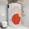Contemporary Japanese Boho Abstract Circles Shower Curtain or Mat, Modern Pal Minimal, Japanese Bathroom Curtain