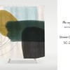 Contemporary Japanese Style Shower Curtain, Abstract Color Blocks in Black Green and Beige, Custom Sizes Available