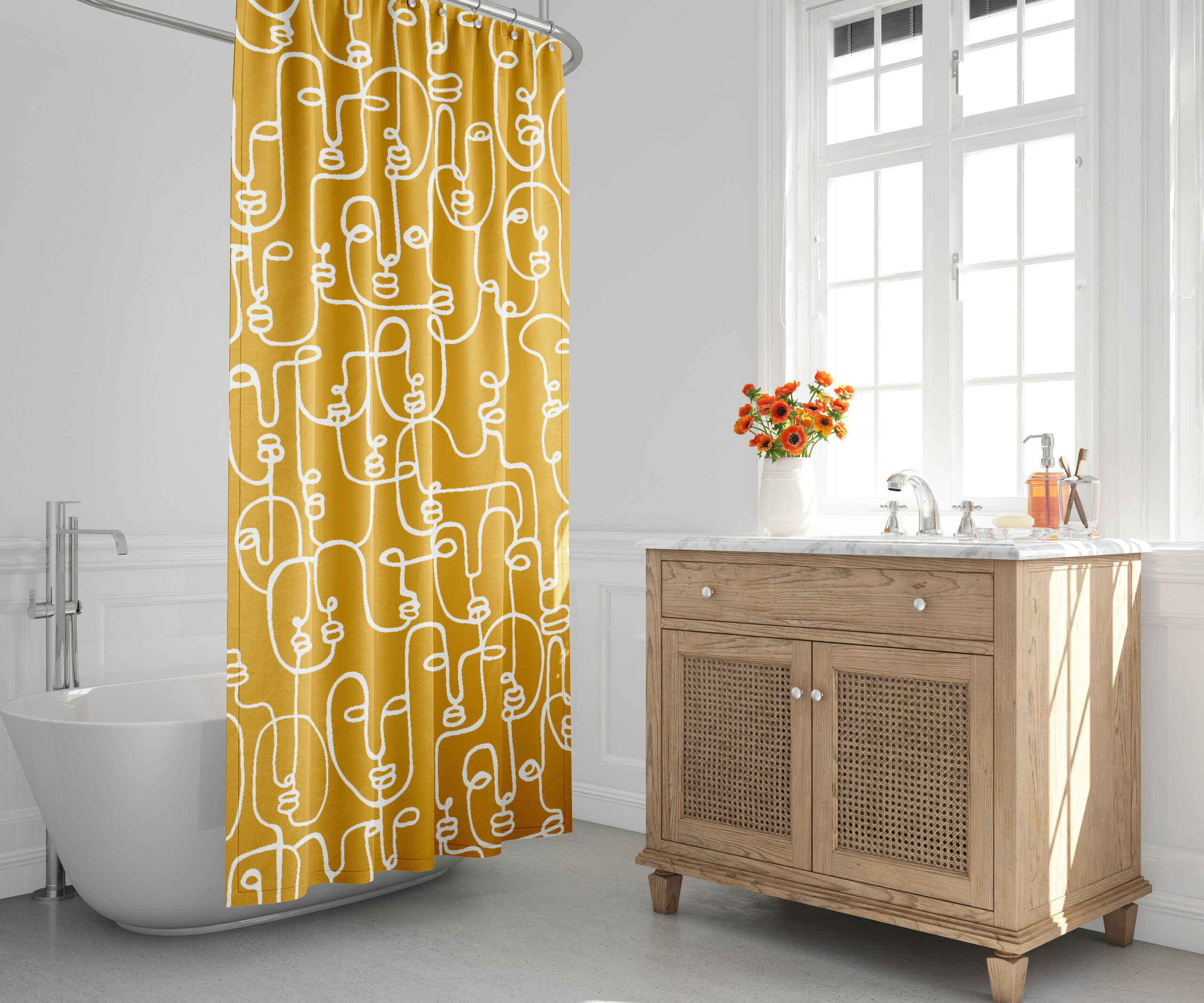Contemporary Mid-Century Modern Shower Curtain Perfect for a Unique Bath Decor