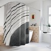 Contemporary Minimalist Black and White Shower Curtain with Oil Paint Strokes for Apartment Bathroom