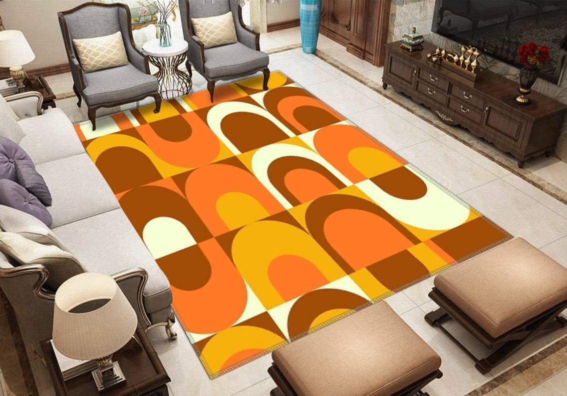 Cool 70s Style Orange Retro Industrial Pattern Area Rug - Non-Slip Floor Mat Carpet for Indoor and Outdoor Kids Play Mat - Image 3
