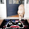 Cool Game Style Room Rug with Gamepad Controller Rugs Standing Floor Pad Yoga Mat in Blue Green