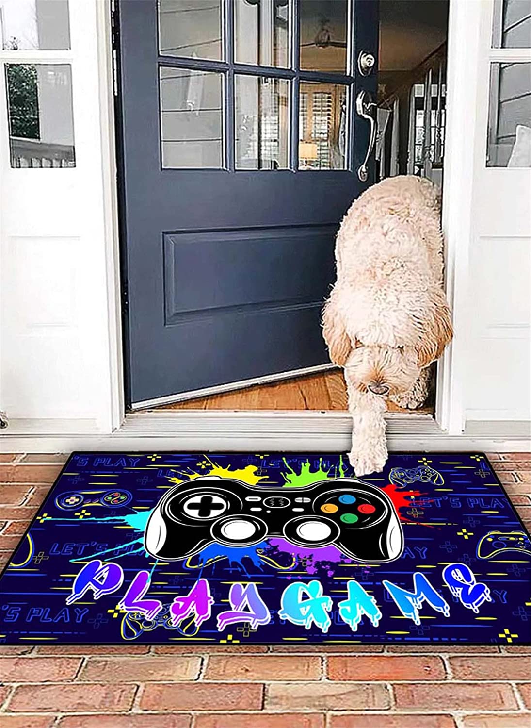 Cool Gamer Floor Rugs with Blue Video Game Player Design for Living Room and Teens Bedroom - Image 4
