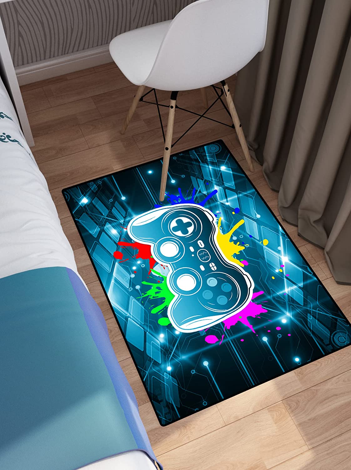 Cool Gamer Rugs for Boys Bedroom with Gaming Mat for Home Playroom Decor and Video Game Area Rugs
