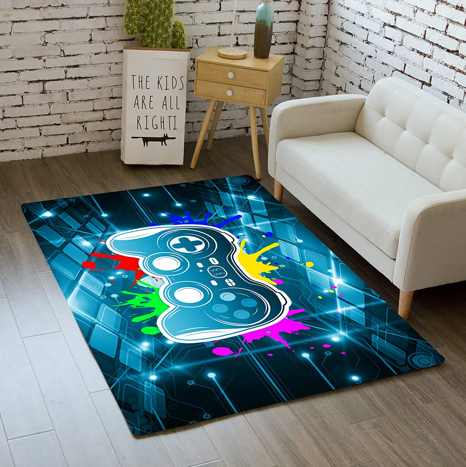 Cool Gamer Rugs for Boys Bedroom with Gaming Mat for Home Playroom Decor and Video Game Area Rugs - Image 2